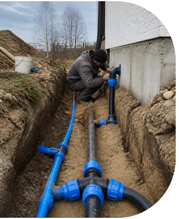Монтаж наружного водопровода на участке под ключ в Таре